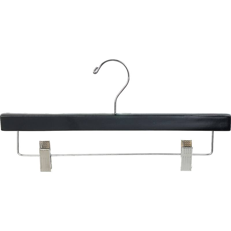 Black Wooden Bottoms Hanger with Clips