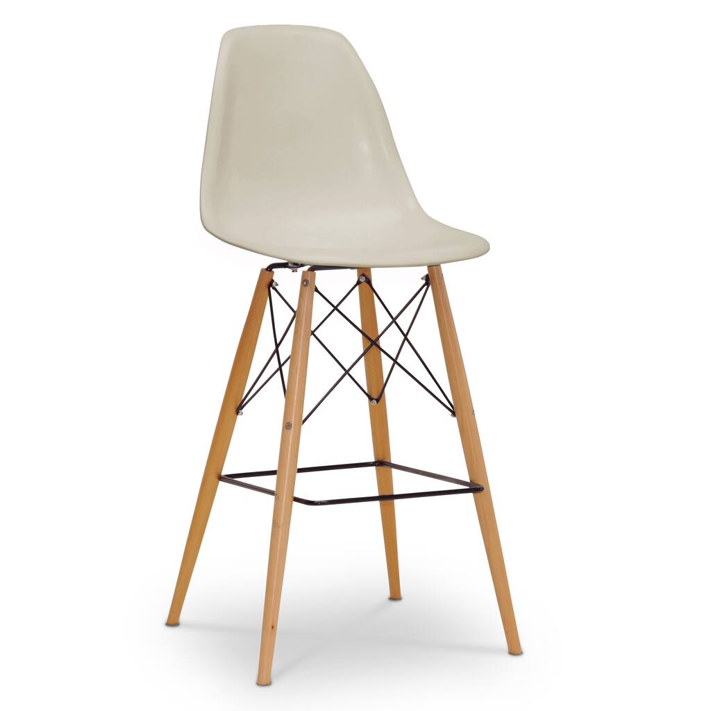 Baxton Studio Azzo Beige Plastic Mid-Century Modern Shell Stool