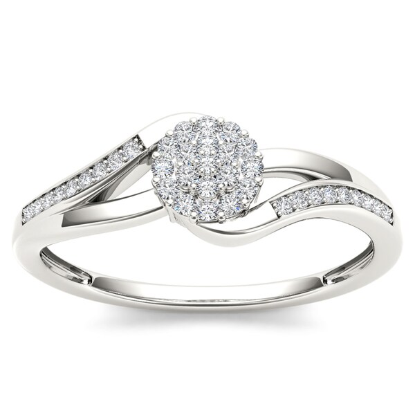 De Couer 10k White Gold 1/8ct TDW Diamond Cluster Fashion Ring
