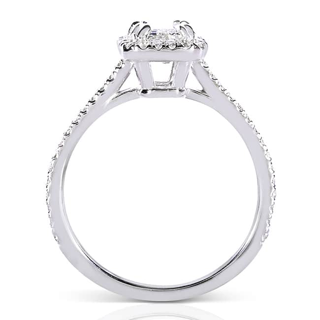 Annello by Kobelli 14k White Gold 1 1/3ct TGW Emerald-cut Moissanite and Diamond Halo Engagement Ring