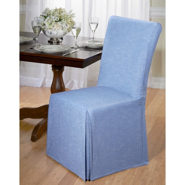 blue slipcover dining chair