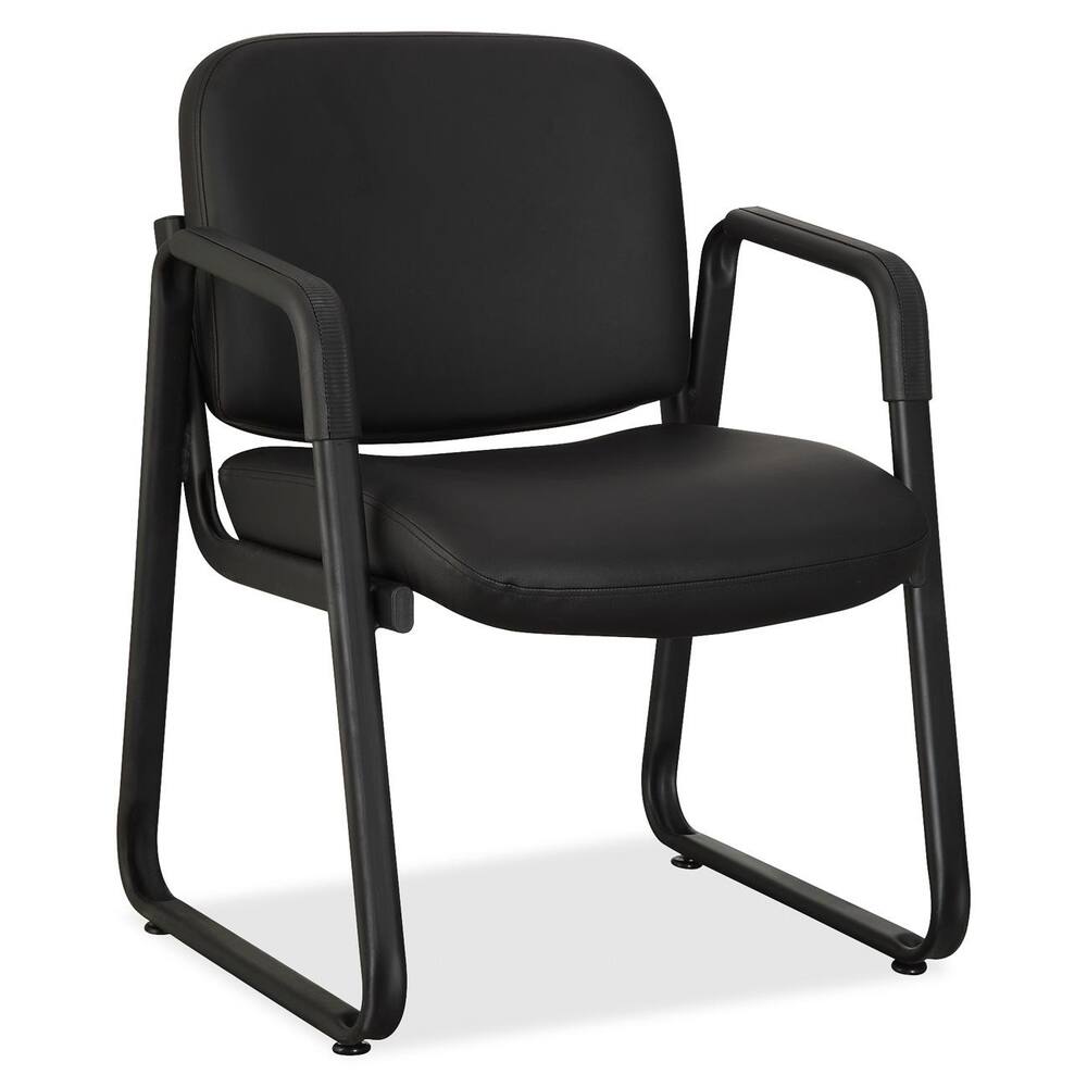 Lorell Black Leather Guest Chair