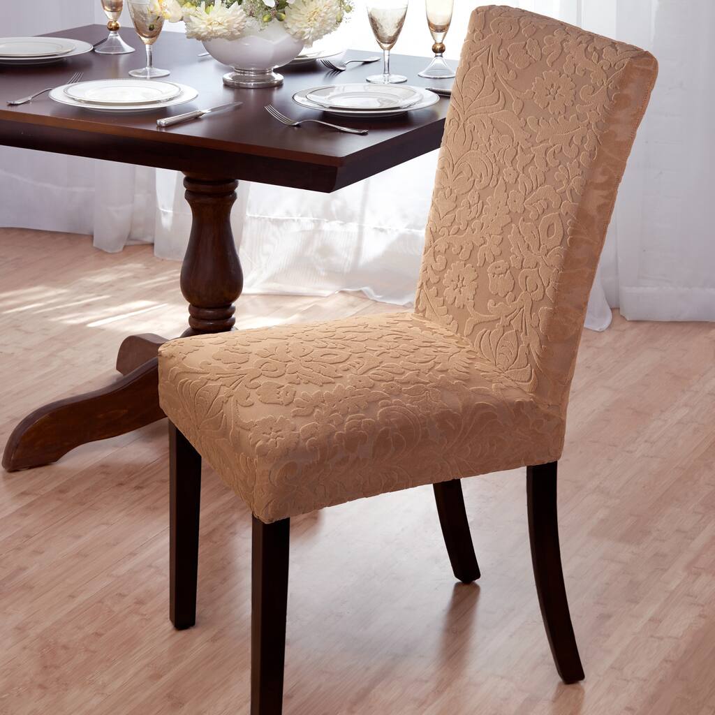 Velvet Damask Stretch Dining Chair Slipcovers