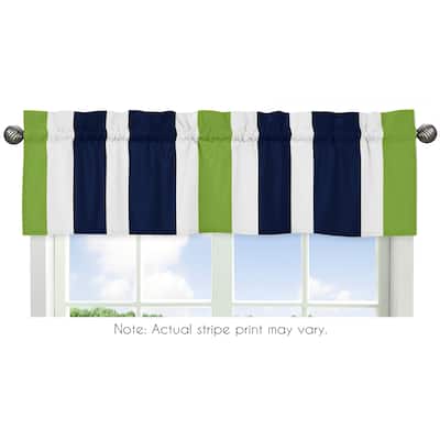 Sweet Jojo Designs Navy Blue, Lime Green and White Stripe Collection 54-inch x 15-inch Window Treatm