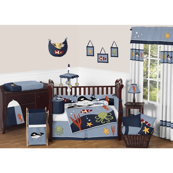 Sweet Jojo Designs Ocean Blue 9piece Crib Bedding Set