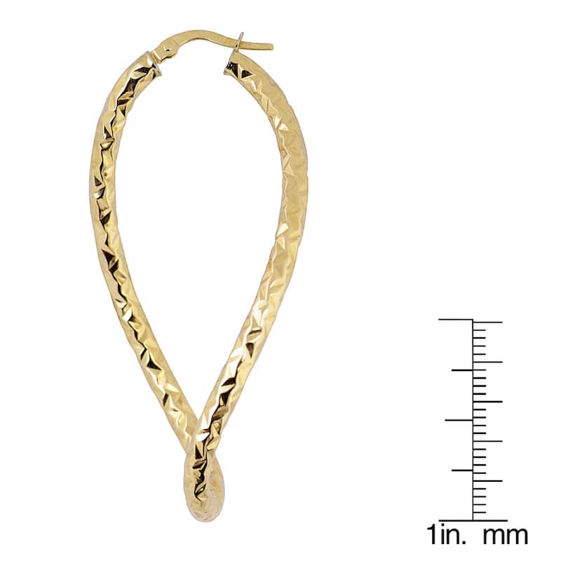 Fremada 10k Yellow Gold Diamond-cut Twisted Oval Bold Hoop Earrings