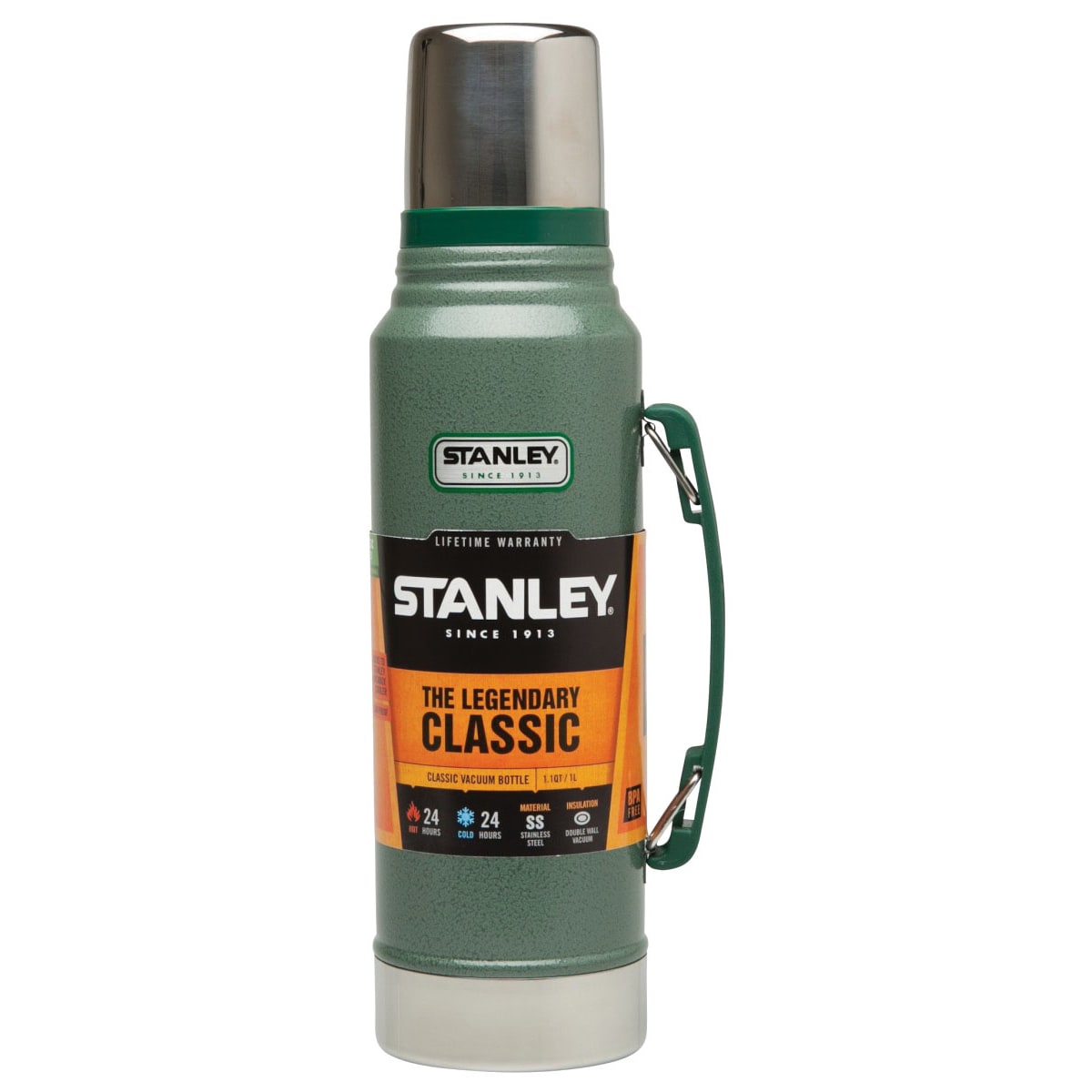 Stanley Classic Vacuum Bottle, Hammertone Green/Navy, 1.1 qt