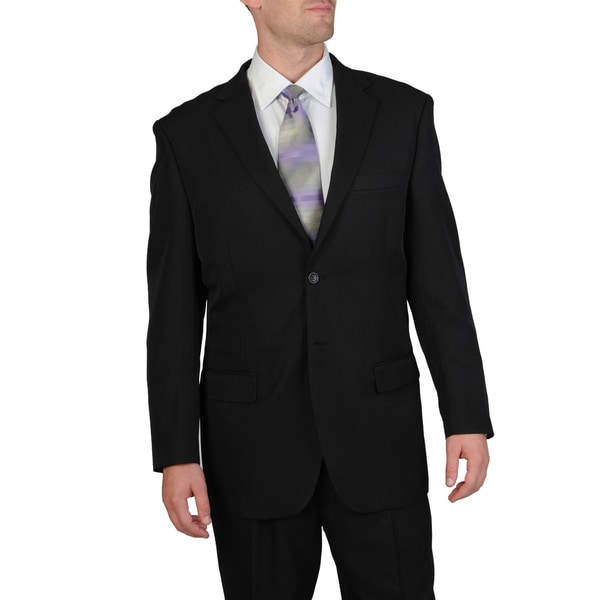 Bolzano Uomo Collezione Men's Big & Tall Black Pleated Pant Suit