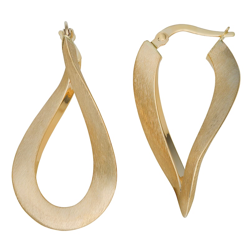 Fremada 10k Yellow Gold Satin Finish Twist Oval Hoop Earrings