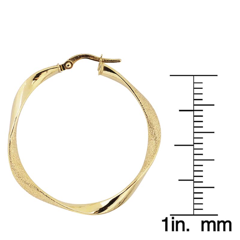 Fremada 10k Yellow Gold High Polish/ Glass Blast Finish Hoop Earrings