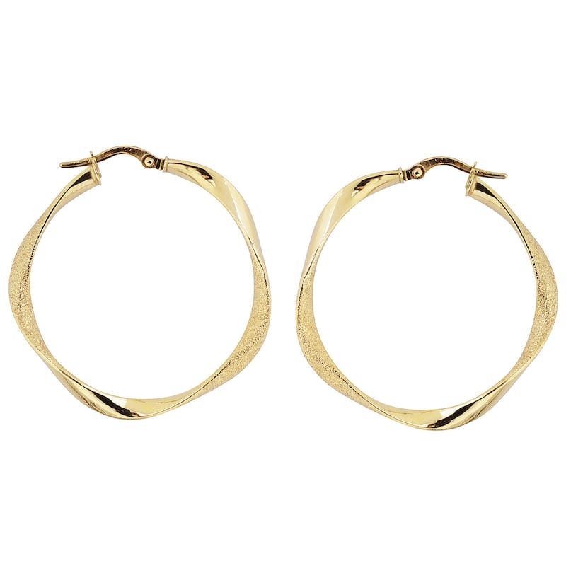 Fremada 10k Yellow Gold High Polish/ Glass Blast Finish Hoop Earrings
