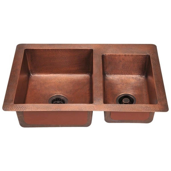 901 Double Offset Bowl Copper Sink
