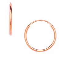 14k Rose Gold Polish Finished 10mm Endless Hoop Earrings With Hidden Solid 14k Rose Gold Endless Hoop Earrings