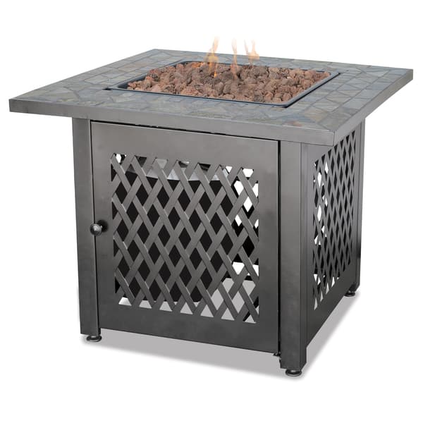 Shop Uniflame Slate Outdoor Lp Gas Fire Pit With Lava Rocks Free