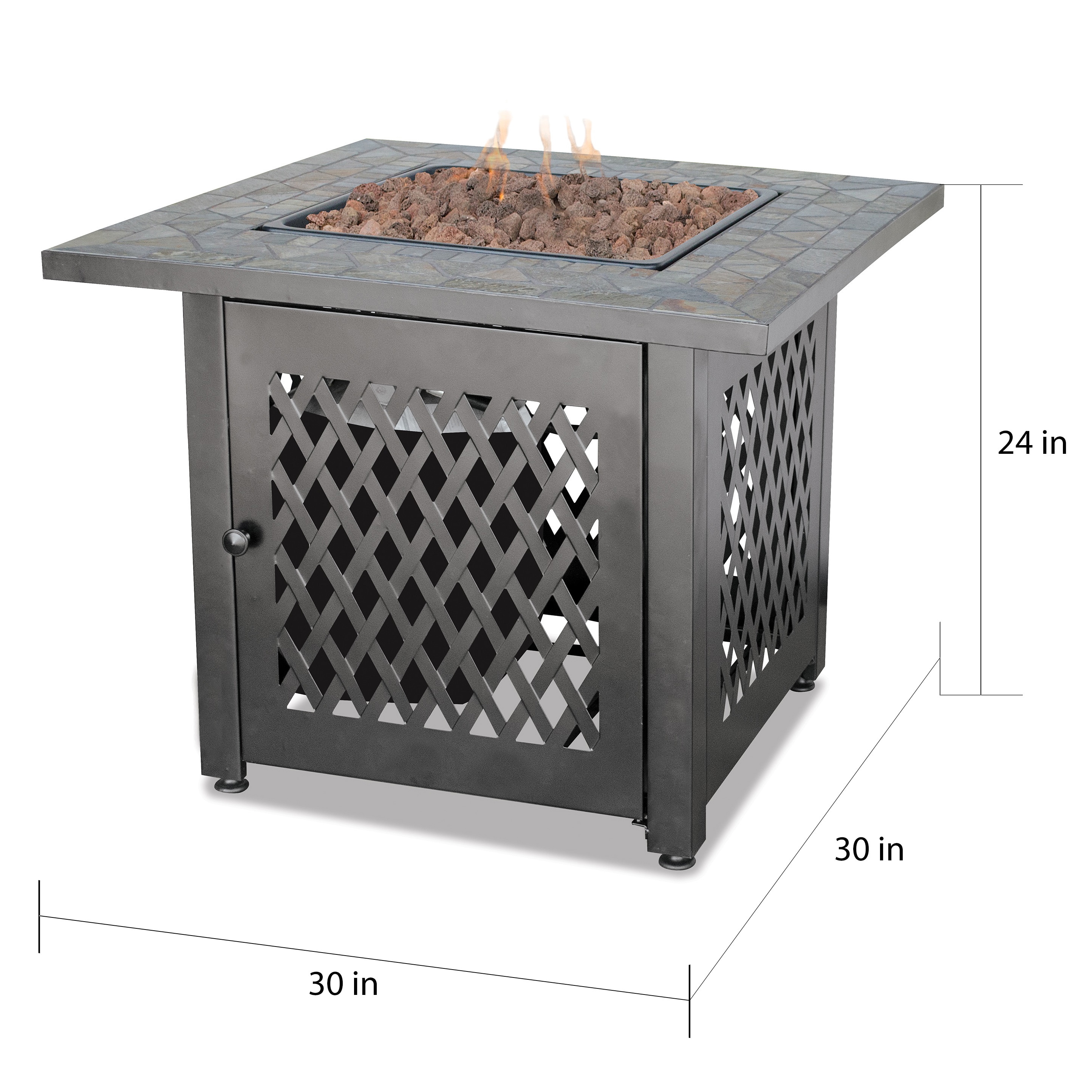 Shop Uniflame Slate Outdoor Lp Gas Fire Pit With Lava Rocks Free