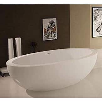 Atlantis Whirlpools Cabarita 42 x 75 Artificial Stone Freestanding Bathtub in White - 75x41, White, Freestanding Tub