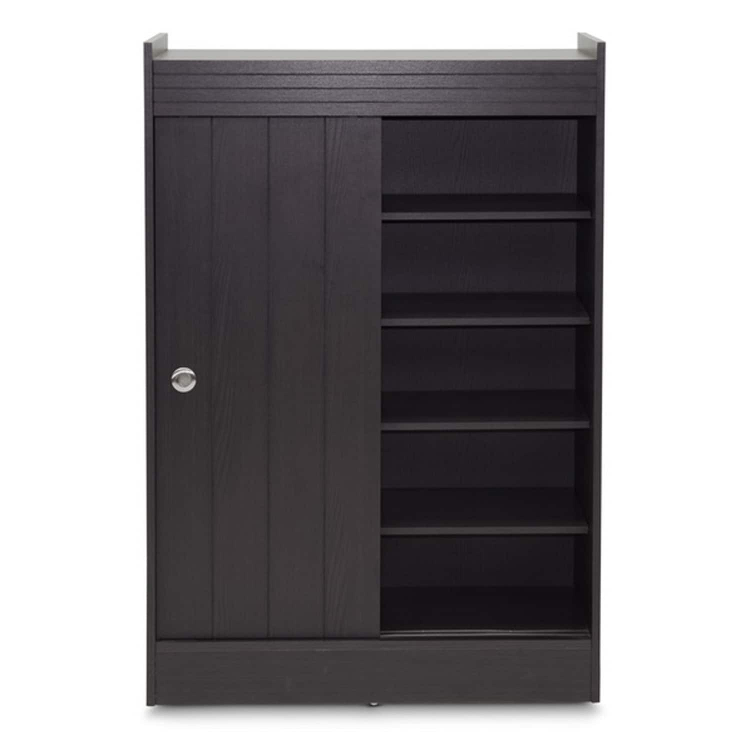 Shop Black Friday Deals On Baxton Studio Espresso Shoe Rack Modern Cabinet Overstock 9546546