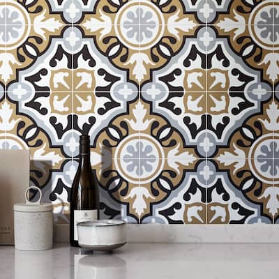 Handmade Baha in Brown, Black, Grey Tile, Pack of 12 (Morocco)