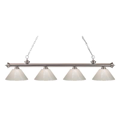 Avery Home Lighting Riviera Brushed Nickel White 4-light Billiard Fixture