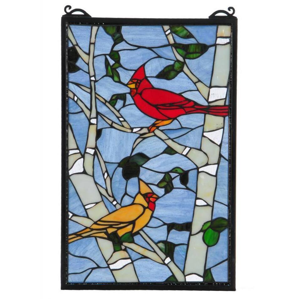 Cardinal Morning Stained Glass Window Panel - n/a
