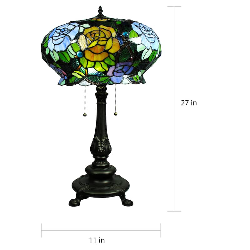 Tiffany-style Maxenne Roses Table Lamp