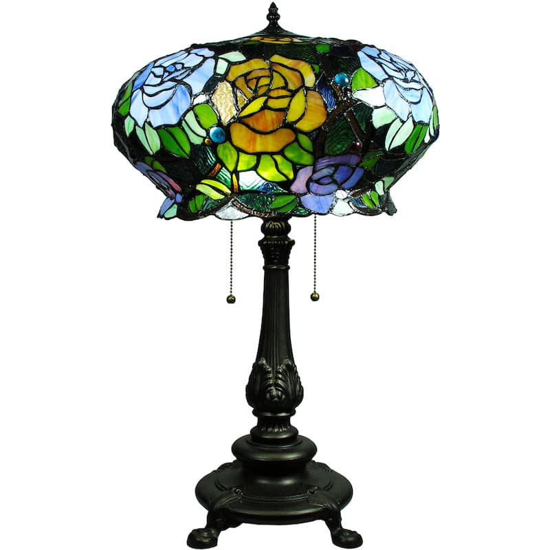 Tiffany-style Maxenne Roses Table Lamp - Multi-color