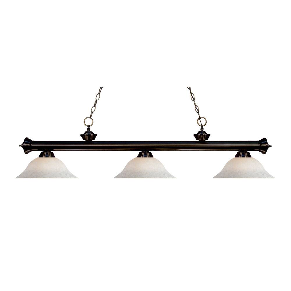 Avery Home Lighting 3-light Riviera Bronze White Mottle Billiard Fixture
