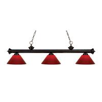 Avery Home Lighting 3-light Riviera Bronze Red Billiard Fixture