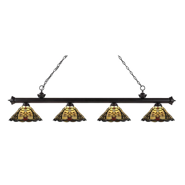 lite 4 light Riviera Bronze Multi Colored Tiffany Billiard Fixture