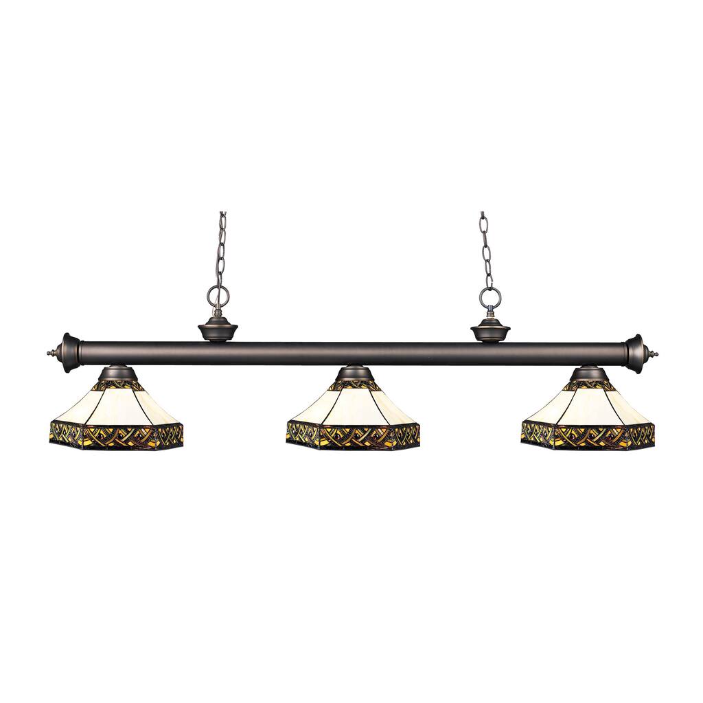 Avery Home Lighting Riviera Olde Bronze and Tiffany-style Glass 3-light Billard Fixture