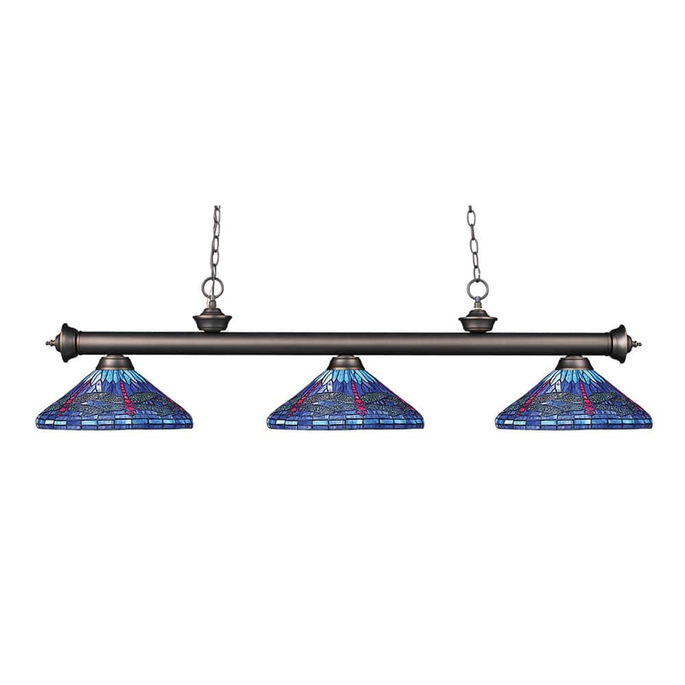 Avery Home Lighting Riviera Olde Bronze and Tiffany-style Glass 3-light Billard Fixture
