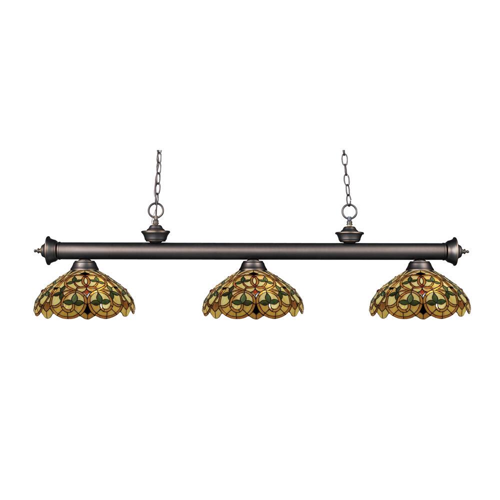 Avery Home Lighting Riviera Olde Bronze and Tiffany-style Glass 3-light Billard Fixture