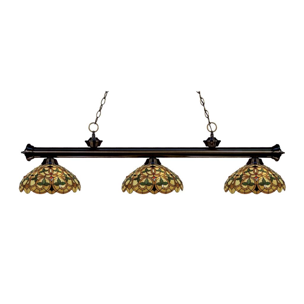 Avery Home Lighting 3-light Riviera Bronze Multi Colored Tiffany-style Billiard Fixture