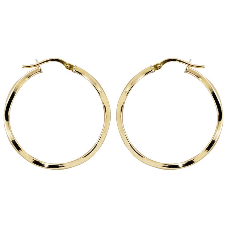 Fremada 10k Yellow Gold High Polish and Satin Finish Wave Hoop Earrings