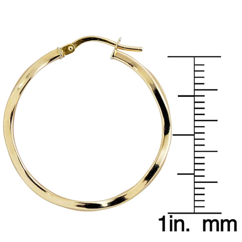 Fremada 10k Yellow Gold High Polish and Satin Finish Wave Hoop Earrings