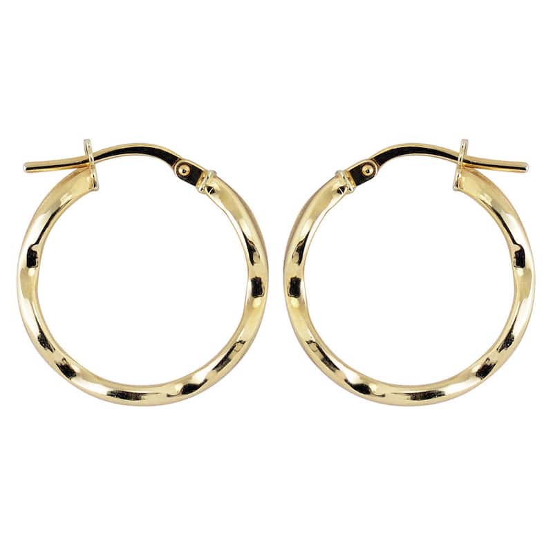 Fremada 10k Yellow Gold High Polish/ Satin Finish Wave Hoop Earrings