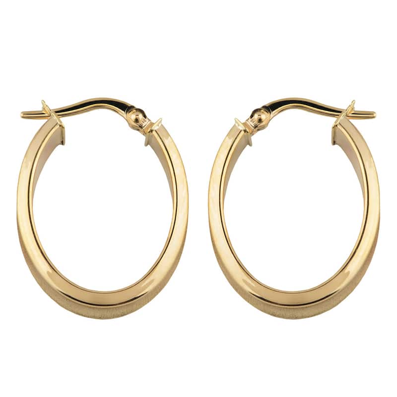 Fremada 10k Yellow Gold High Polish and Satin Finish Oval Hoop Earrings