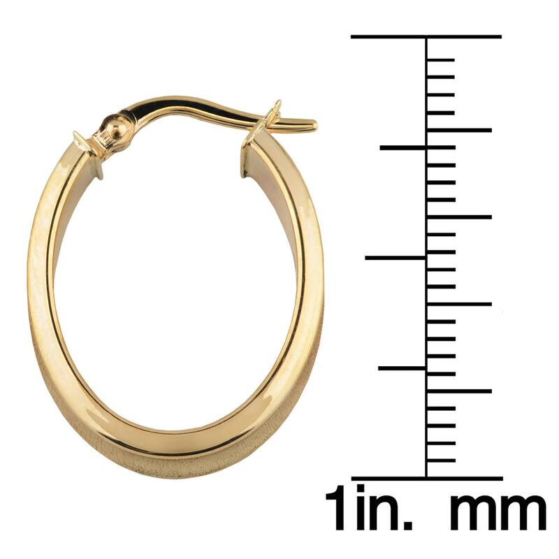Fremada 10k Yellow Gold High Polish and Satin Finish Oval Hoop Earrings