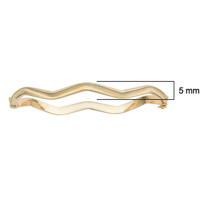 Fremada 10k Yellow Gold Satin and High Polish Wave Bangle