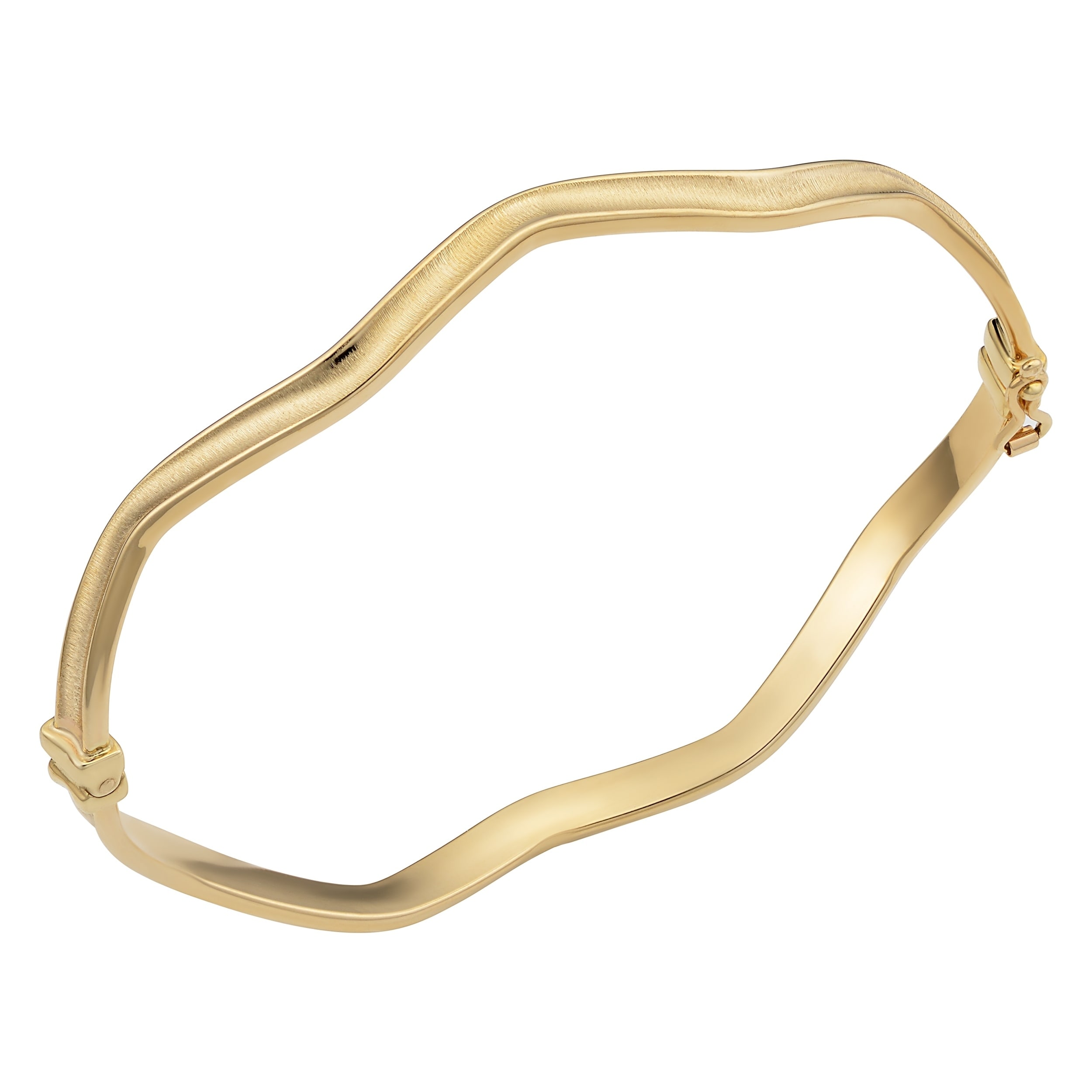 Au Naturale 10k Yellow Gold Satin and High Polish Wave Bangle