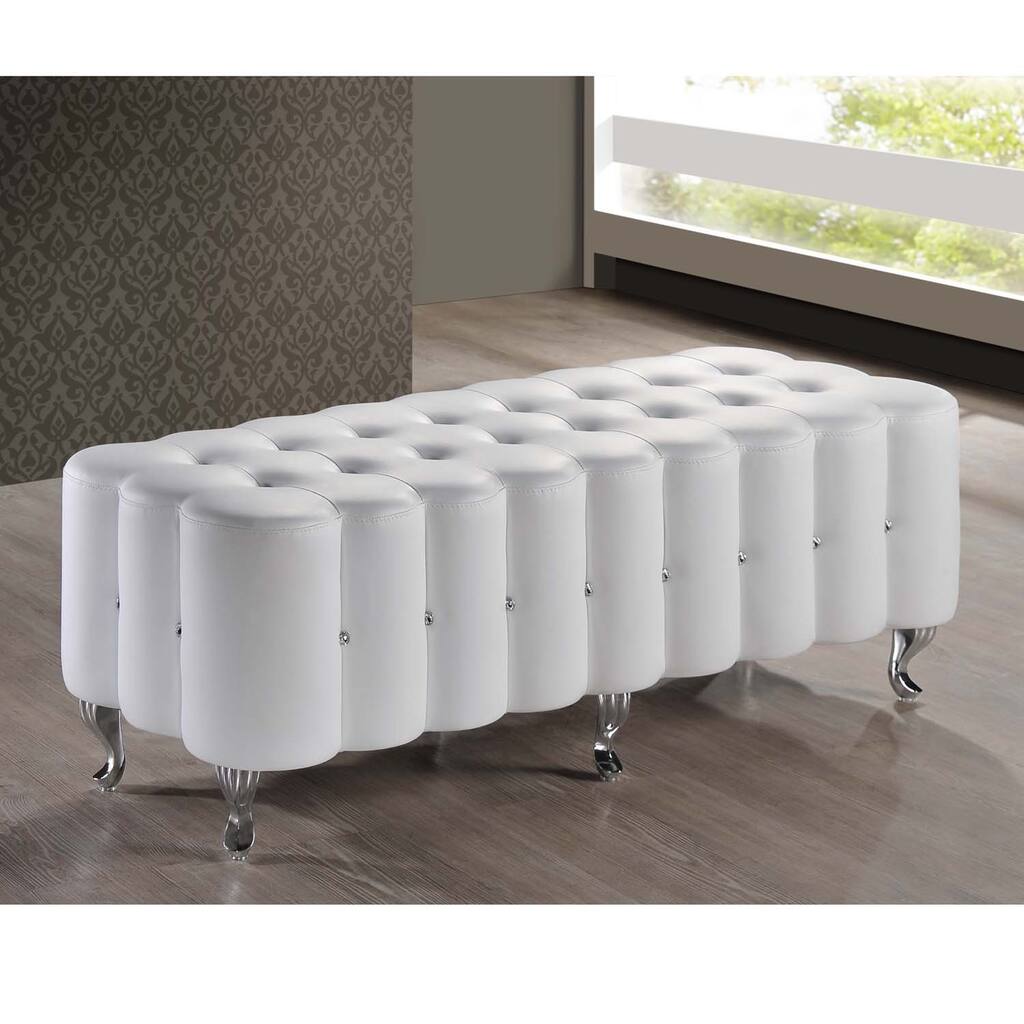 Baxton Studio Constellations Uphostered Cystal Button Tufted Modern Bench