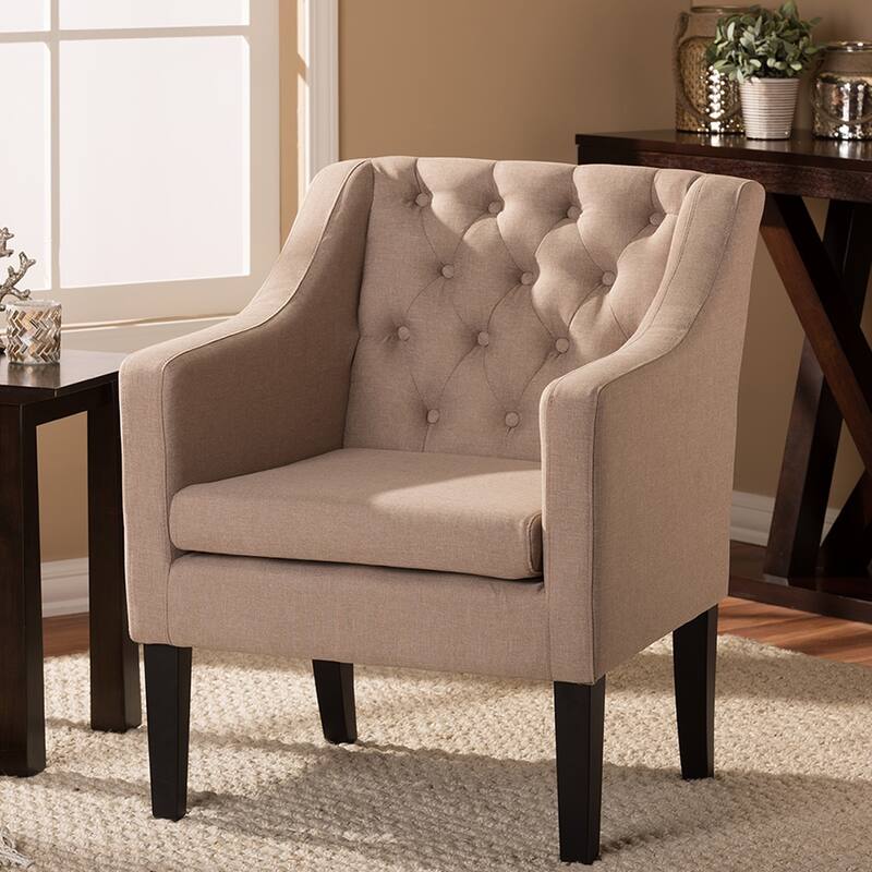 Porch & Den Gowanus Upholstered Button-tufted Modern Club Chair - Beige