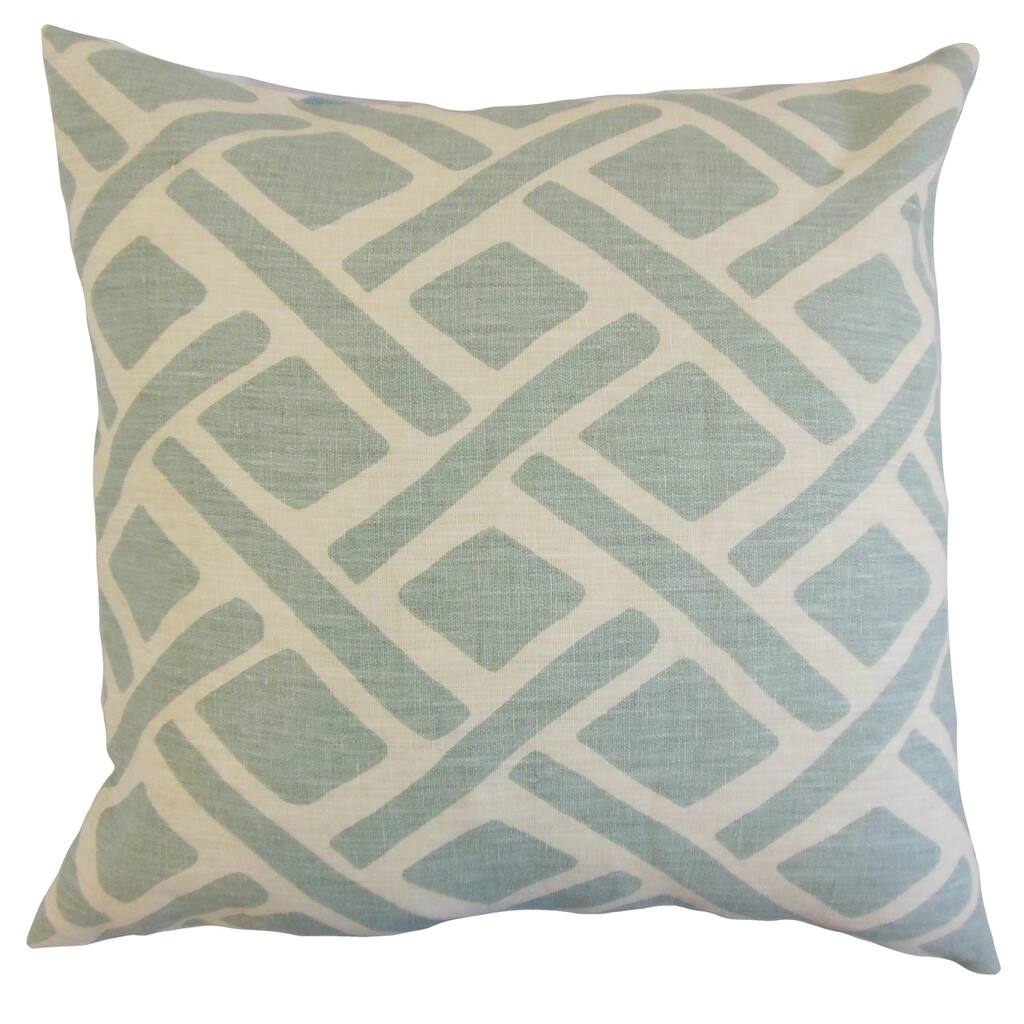 Satchel 18-inch Feather and Down Filled Geometric Lagoon Throw Pillow
