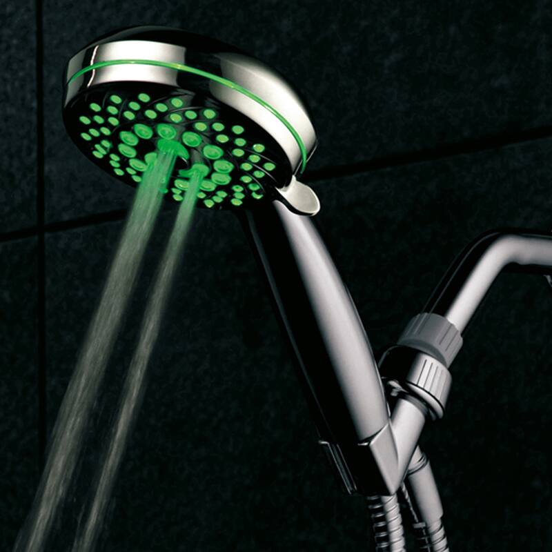 HotelSpa Ultra-Luxury 7-setting LED Hand Shower with Chrome Face and Color-Changing Temperature Sensor