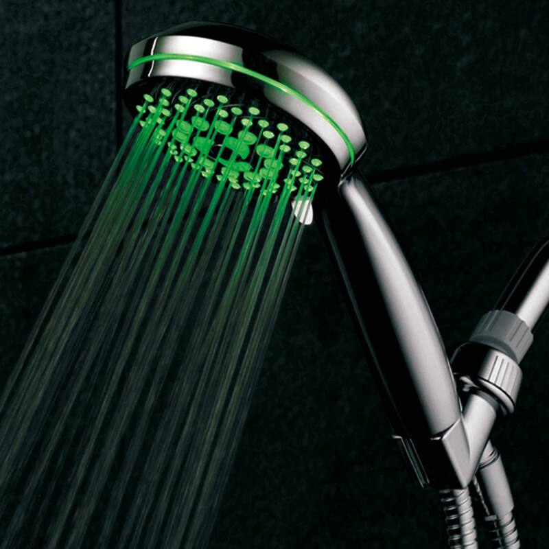 HotelSpa Ultra-Luxury 7-setting LED Hand Shower with Chrome Face and Color-Changing Temperature Sensor