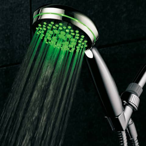 HotelSpa Ultra-Luxury 7-setting LED Hand Shower with Chrome Face and Color-Changing Temperature Sensor