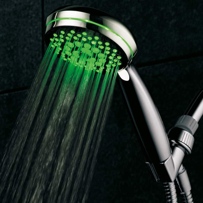 HotelSpa Ultra-Luxury 7-setting LED Hand Shower with Chrome Face and Color-Changing Temperature Sensor
