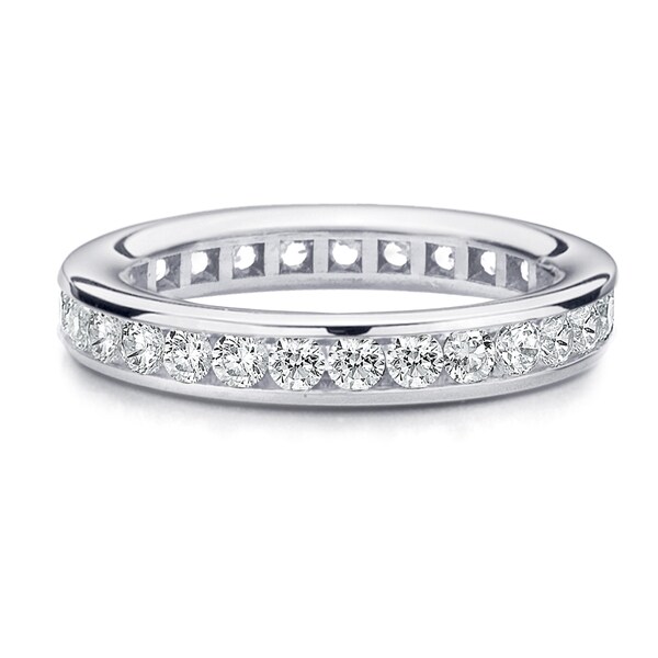 Shop Amore Platinum 1ct TDW Channel Set Diamond Wedding Band - Free ...