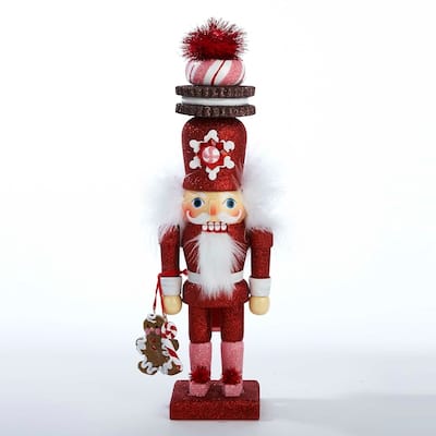 Kurt Adler 12-Inch Hollywood Red Gingerbread Nutcracker with Cookie Hat
