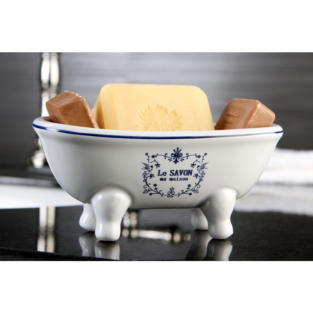 Glazed Ceramic Soap Dish Bath Accessory (Flat Back - Adhesive Mount) - Bed  Bath & Beyond - 32877499